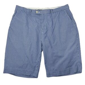 Polo Ralph Lauren Men's Gingham Shorts Blue and White Chino‎ Sz 38 VTG 90s/2000s